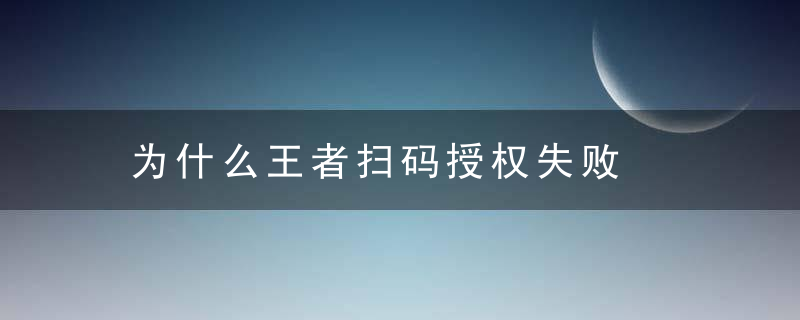 为什么王者扫码授权失败