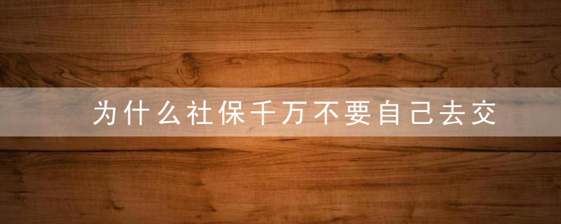 为什么社保千万不要自己去交