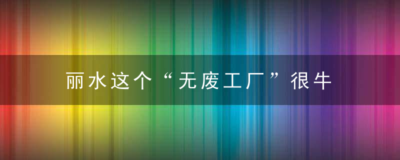 丽水这个“无废工厂”很牛