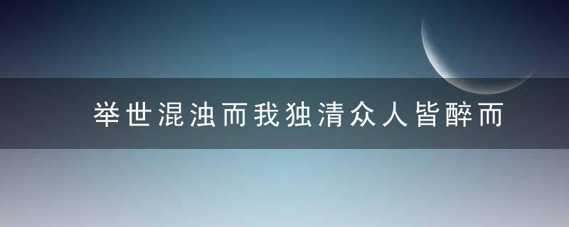 举世混浊而我独清众人皆醉而我独醒是以见放的意思翻译