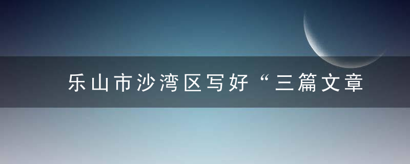 乐山市沙湾区写好“三篇文章”造就人才发展新生态,近日