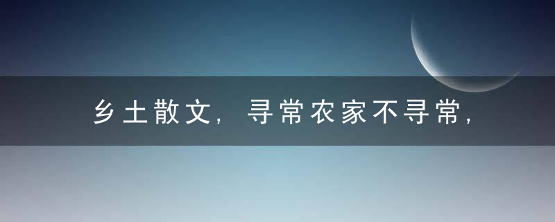 乡土散文,寻常农家不寻常,近日最新