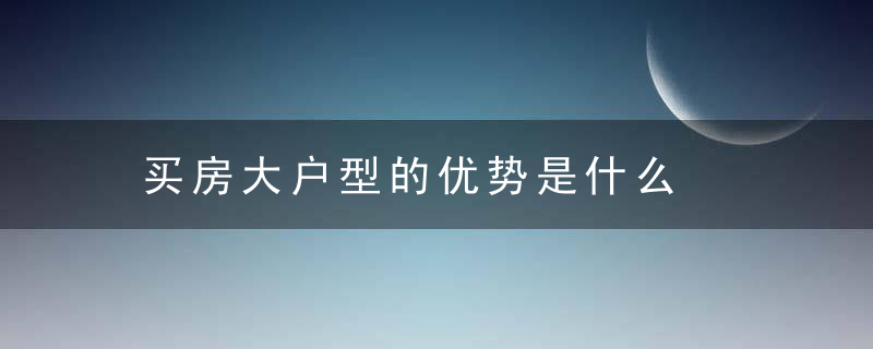 买房大户型的优势是什么