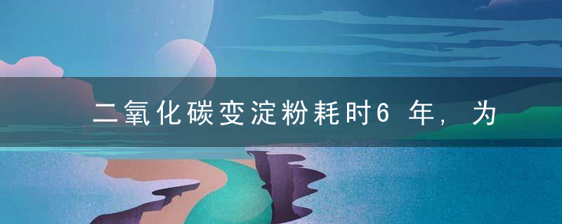 二氧化碳变淀粉耗时6年,为什么又干成1件大事,老外根