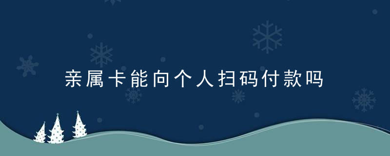 亲属卡能向个人扫码付款吗