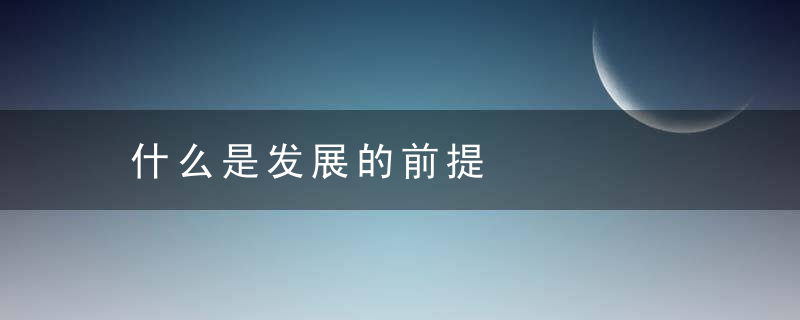 什么是发展的前提