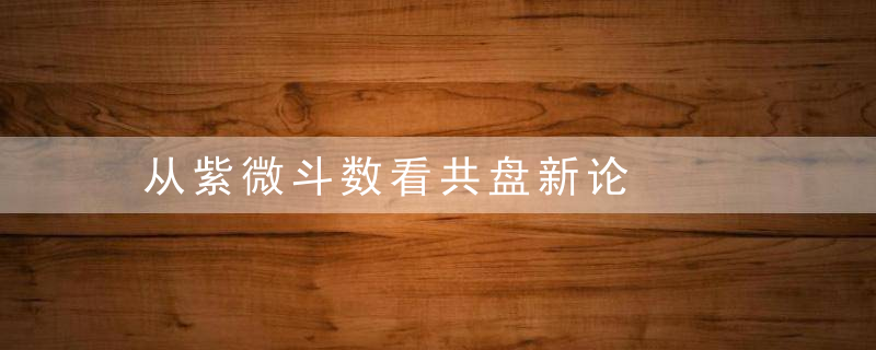 从紫微斗数看共盘新论