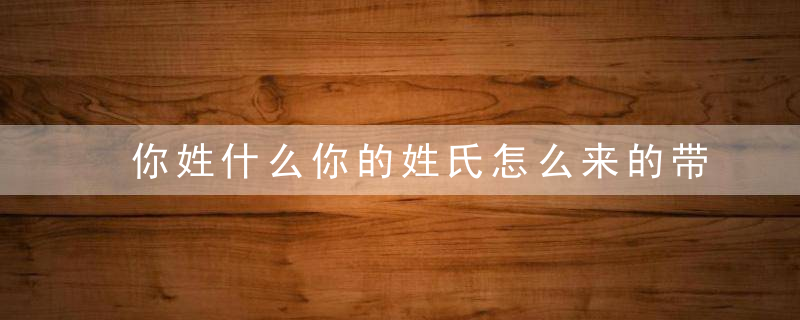 你姓什么你的姓氏怎么来的带你了解为什么的姓氏起源和