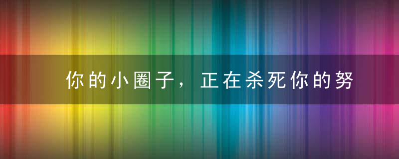 你的小圈子，正在杀死你的努力