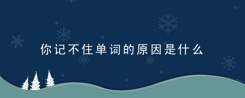 你记不住单词的原因是什么