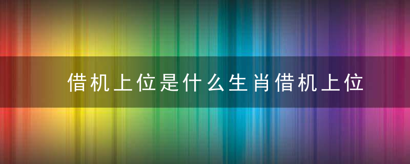 借机上位是什么生肖借机上位打一生肖指什么动物快速揭晓