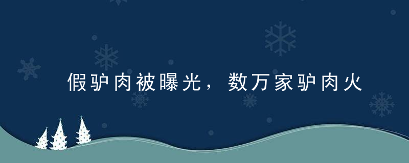 假驴肉被曝光，数万家驴肉火烧店恐面临灭顶之灾