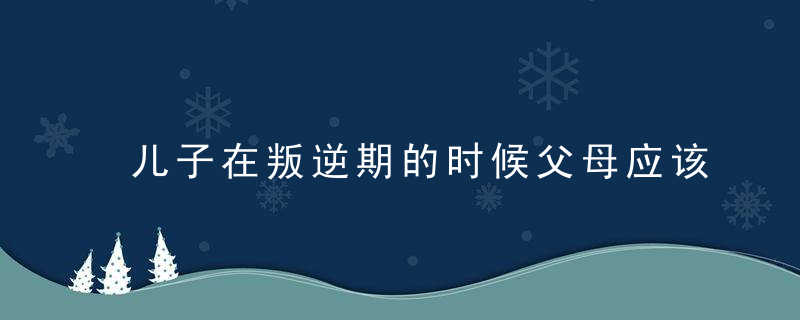 儿子在叛逆期的时候父母应该怎么做