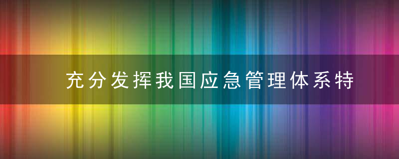 充分发挥我国应急管理体系特S和优势