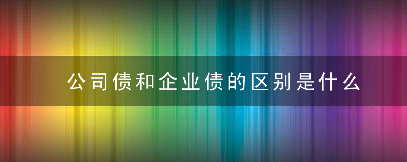 公司债和企业债的区别是什么