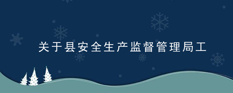 关于县安全生产监督管理局工作情况的调查报告