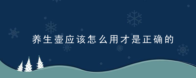 养生壶应该怎么用才是正确的