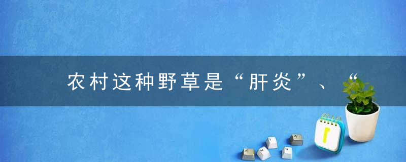 农村这种野草是“肝炎”、“肝癌”的“死对头”，效果翻倍，肝癌永不来犯！