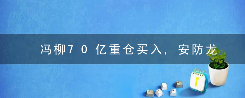 冯柳70亿重仓买入,安防龙头暴力涨停,市值突破4000亿