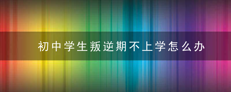 初中学生叛逆期不上学怎么办