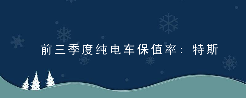 前三季度纯电车保值率:特斯拉Model Y 88.52%排第一