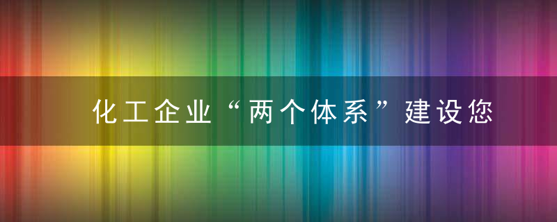 化工企业“两个体系”建设您没有思路