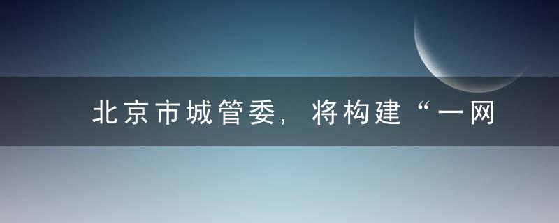 北京市城管委,将构建“一网统管”的城市运行应急管理体