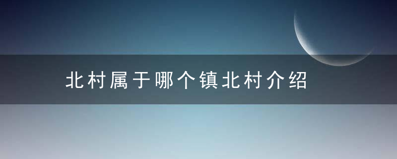 北村属于哪个镇北村介绍，北村是哪个镇