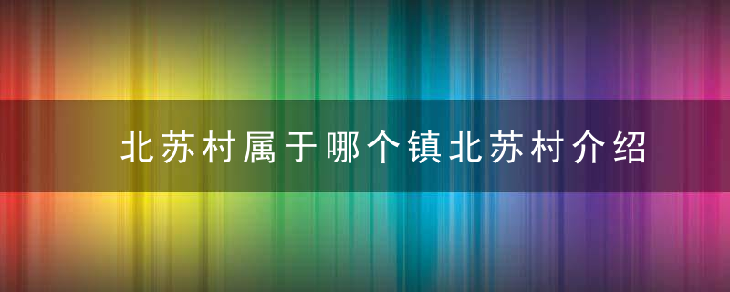 北苏村属于哪个镇北苏村介绍，苏村有哪些村