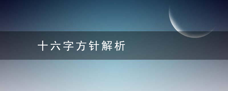 十六字方针解析