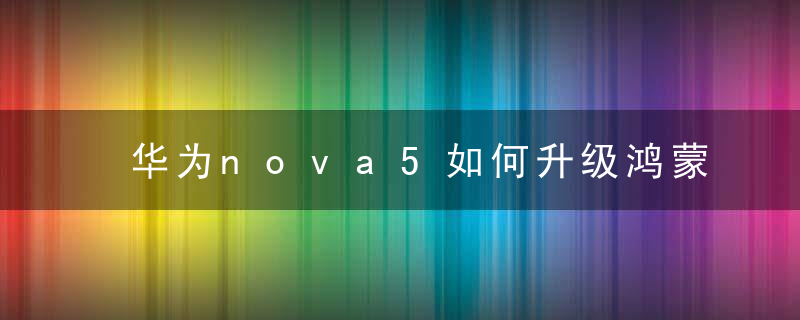 华为nova5如何升级鸿蒙系统 华为nova5怎样升级鸿蒙系统