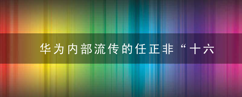 华为内部流传的任正非“十六条军规”