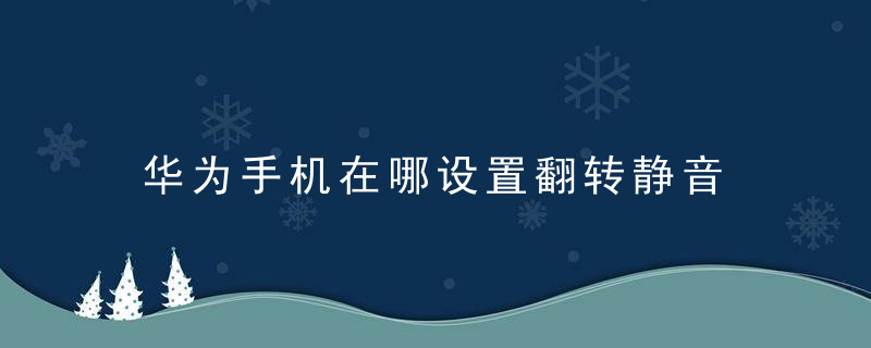 华为手机在哪设置翻转静音