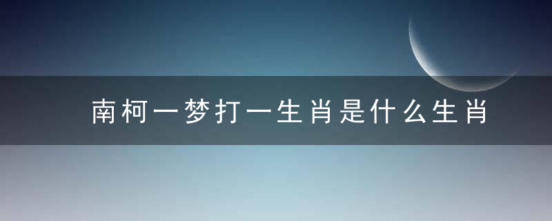 南柯一梦打一生肖是什么生肖解啥动物实力推荐1肖