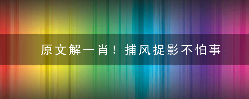 原文解一肖！捕风捉影不怕事，不知高低井底蛙是什么生肖