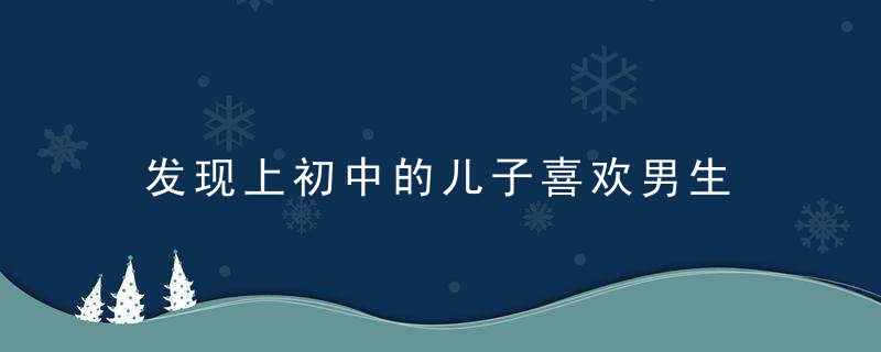 发现上初中的儿子喜欢男生