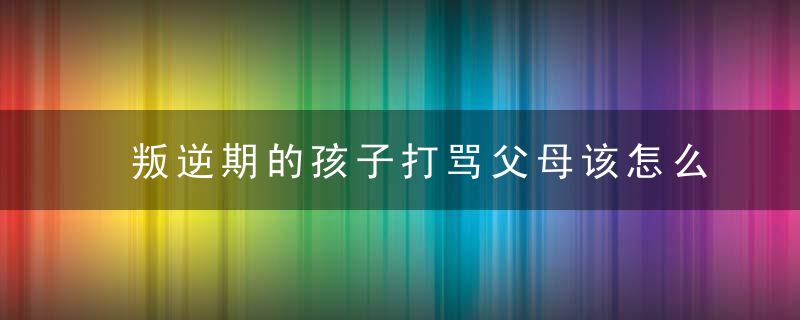 叛逆期的孩子打骂父母该怎么管教他