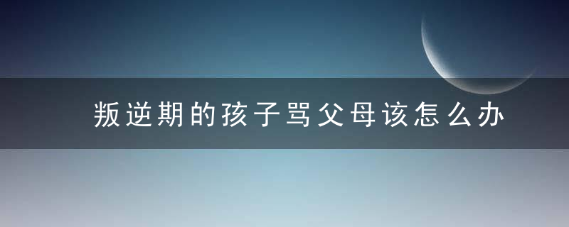 叛逆期的孩子骂父母该怎么办