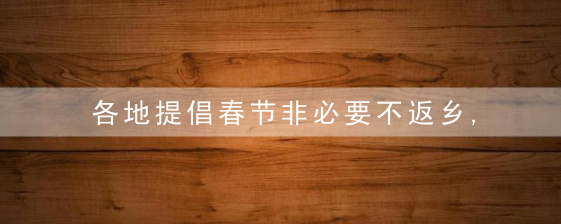 各地提倡春节非必要不返乡,配套工作陆续出台