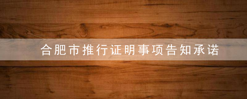 合肥市推行证明事项告知承诺制 办件量逾50万件