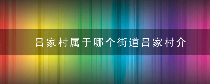 吕家村属于哪个街道吕家村介绍，吕家村属于哪个街道