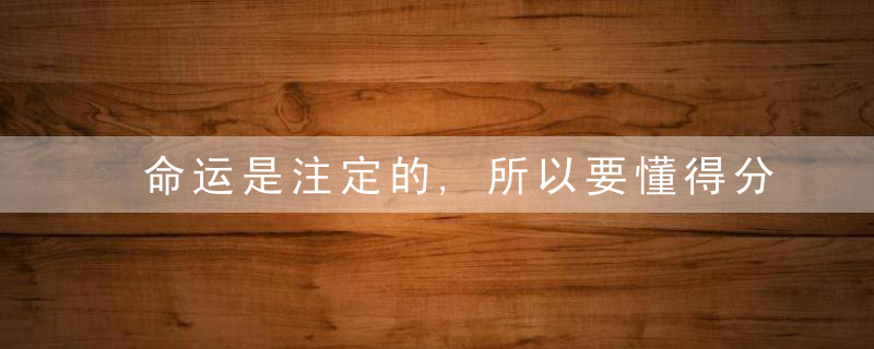 命运是注定的,所以要懂得分享