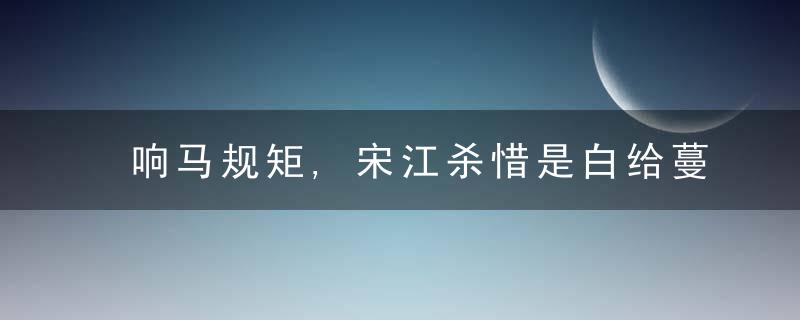 响马规矩,宋江杀惜是白给蔓擦了白沙子蔓,梁山四梁八柱
