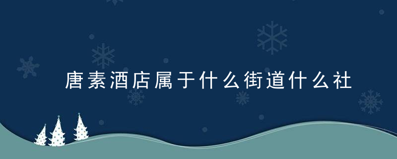 唐素酒店属于什么街道什么社区