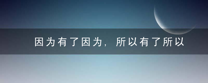 因为有了因为,所以有了所以,既然已成既然,何必再说何