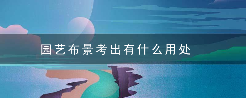 园艺布景考出有什么用处