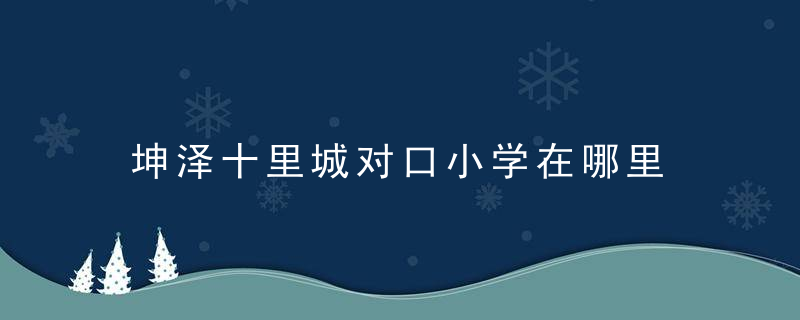 坤泽十里城对口小学在哪里