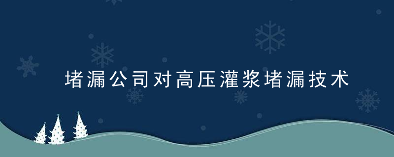 堵漏公司对高压灌浆堵漏技术的应用分析