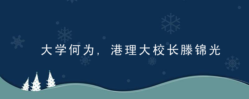 大学何为,港理大校长滕锦光,佛山分校水平对标香港主校