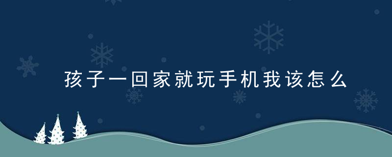 孩子一回家就玩手机我该怎么办